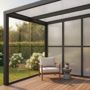Terrassenüberdachung Seitenwand: Glas oder Kunststoff?