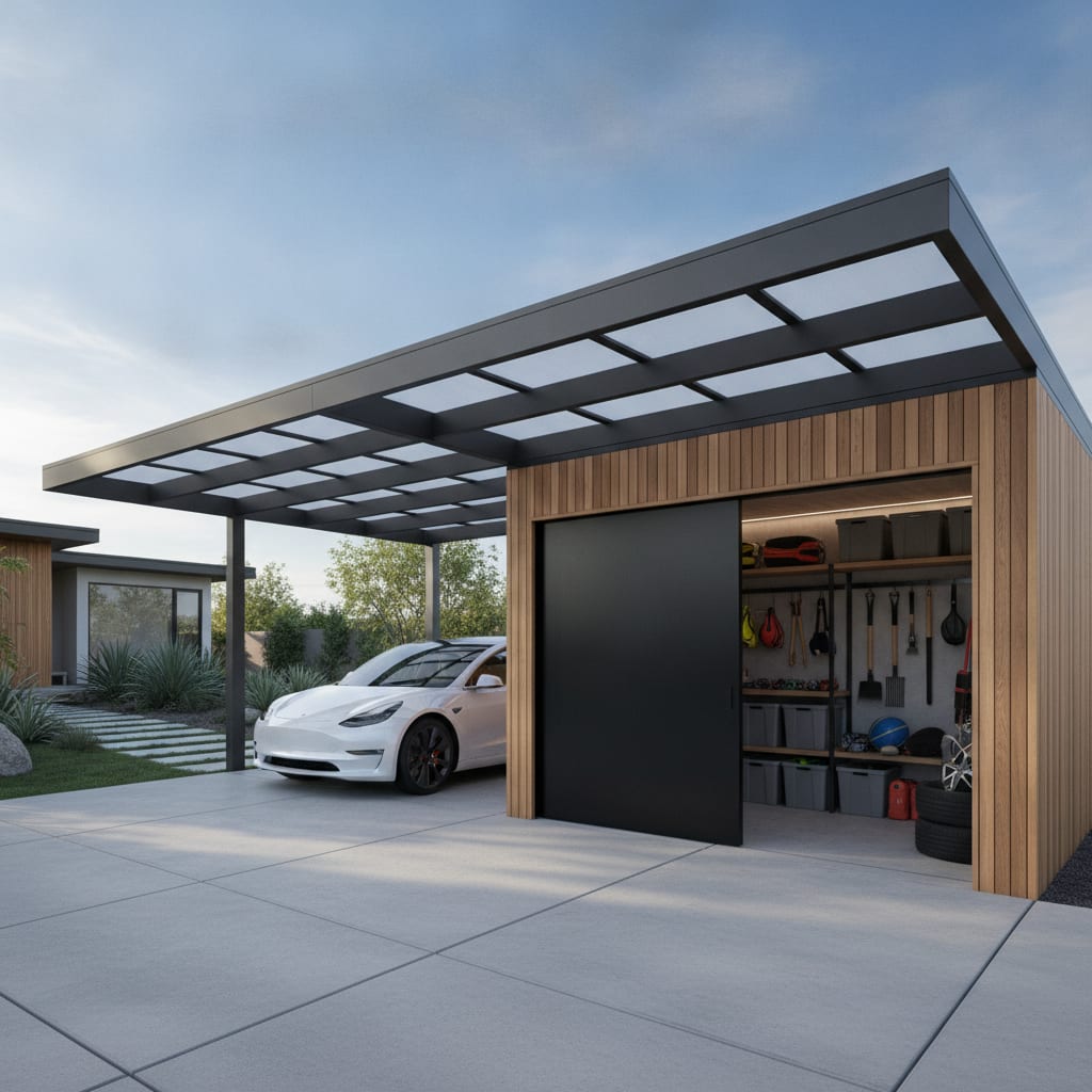 Carport mit Abstellraum: Stauraum clever mitplanen